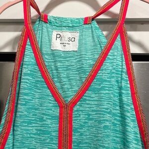 Pitusa Turquoise Tank with Pink Accents